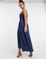 Thumbnail for your product : New Look satin frill hem midi dress in navy