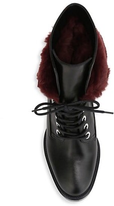 Aquatalia Idris Faux Fur-Trimmed Leather Combat Boots