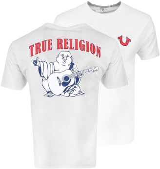 true religion white and red shirt