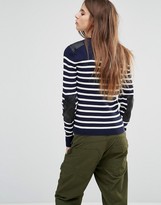 Thumbnail for your product : G Star G-Star Stripe Knit Sweater With Leather Look Panels