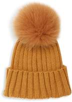 Thumbnail for your product : Adrienne Landau Dyed Fox Fur Pom Pom Ribbed Beanie