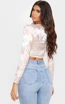 Thumbnail for your product : PrettyLittleThing Light Pink Satin Oriental Print Zip Front Long Sleeve Corset