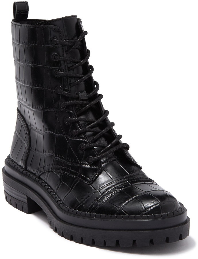 sinclair croc embossed platform combat boot