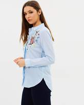 Thumbnail for your product : Warehouse Freida Embroidered Stripe Shirt