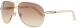 Thumbnail for your product : Jimmy Choo Walde Crystal-Temple Aviator Sunglasses, Ivory