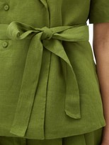 Thumbnail for your product : Emilia Wickstead Eudora Belted Linen Blouse - Khaki