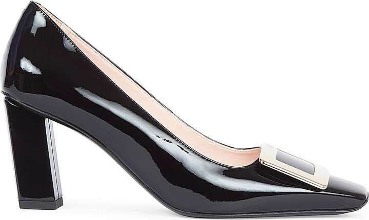 Roger Vivier Women's Belle Vivier 75MM Leather Buckle Pumps - Black - Size 6.5