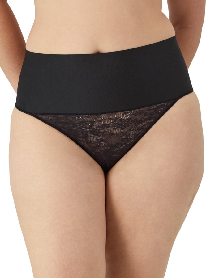 Maidenform Women’s Shapewear Tame Your Tummy Lace Shaping Thong, Style FP0049, Sizes up-to 3XL
