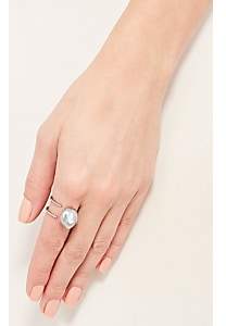 Ring Black Samira 13 Women's Keshi Pearl & White Diamond Cuff Ring - Black