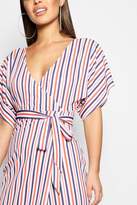 Thumbnail for your product : boohoo Petite Crepe Stripe Wrap Midi Dress