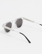 Thumbnail for your product : Spitfire Teddy Boy unisex round sunglasses in clear with blue mirrored lens