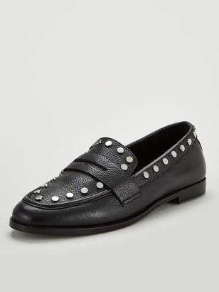 Very Molly Leather Studded Loafers - Black