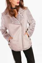 Thumbnail for your product : boohoo Faux Fur Sleeve Aviator Jacket