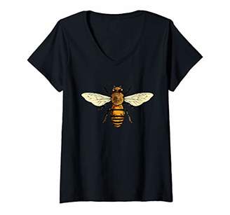 Womens Queen Bee Environmental Protection Motive V-Neck T-Shirt