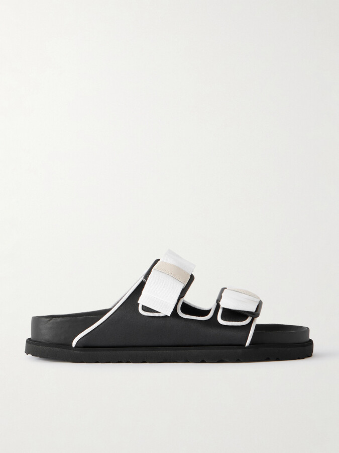 Birkenstock 1774 Arizona Bow-detailed Grosgrain-trimmed Satin Sandals - Black
