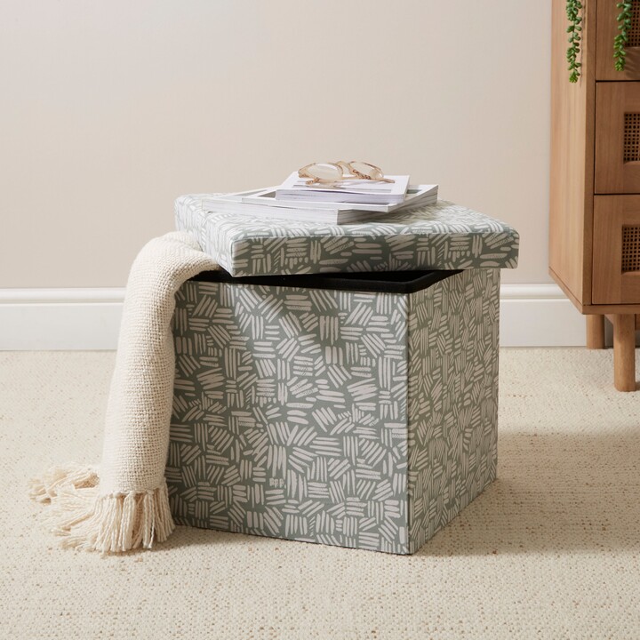Dunelm Foldable Cube Ottoman Sage (Green) ShopStyle Living Room