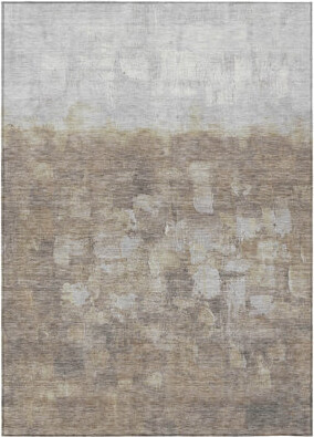Orren Ellis 5' X 8' Taupe And Silver Abstract Washable Indoor Outdoor Area Rug