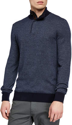 Ermenegildo Zegna Men's Textured Quarter-Zip Sweater