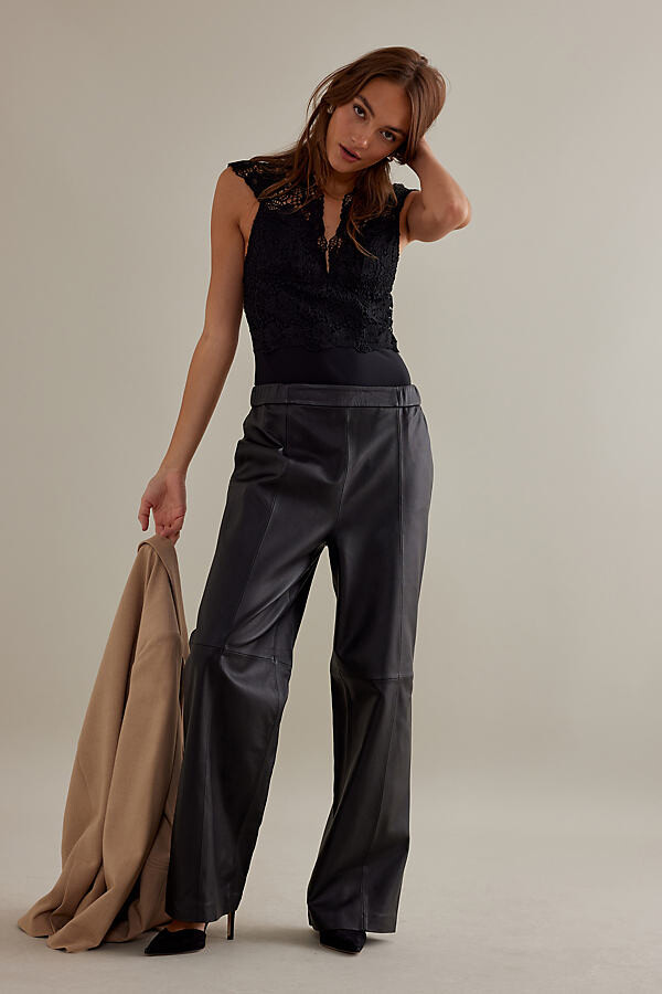 Selected Ianna High-Rise Wide-Leg Leather Trousers - ShopStyle