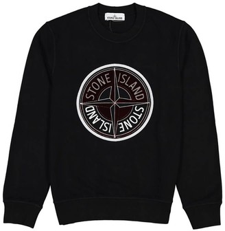 Stone Island Center Logo Cotton Sweatshirt Nero Black - ShopStyle
