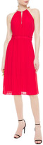 Thumbnail for your product : MICHAEL Michael Kors Chain-trimmed Pleated Chiffon Dress