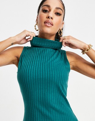 I SAW IT FIRST racer back ribbed mini bodycon dress in emerald green