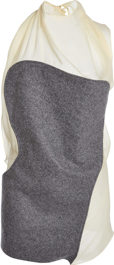 Victoria Beckham Draped Panelled Silk Top