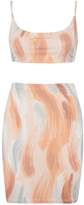 Thumbnail for your product : boohoo Tie Back Brush Stroke Top + Mini Skirt Co-Ord