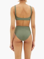 Thumbnail for your product : JADE SWIM Scoop-neck Ribbed Bikini Top - Dark Green