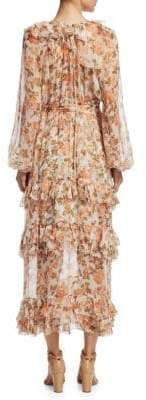 Zimmermann Radiate Frill Sheer Silk Midi Dress