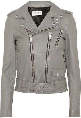 Saint Laurent Leather Biker Jacket - Gray