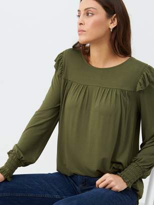 Very Frill Sleeve Tunic - Olive