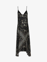 Thumbnail for your product : AllSaints Larisa Assam-print silk-blend slip dress