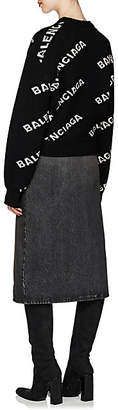 Balenciaga Women's Logo-Jacquard Sweater - Black