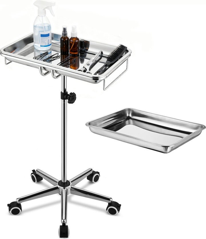 Yescom Mobile Mayo Stainless Steel Tray Stand Trolley Medical Doctor Salon Equipment