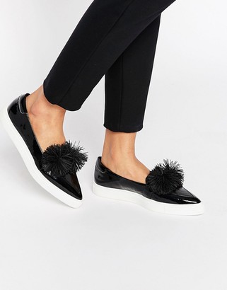Lost Ink Toni Black Pom Pom Pointed Toe Sneakers