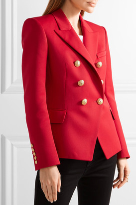Balmain Double-breasted Wool Blazer - Red