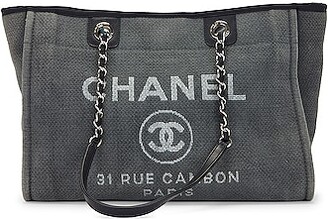 Chanel Deauville MM Canvas Chain Tote Bag in Grey - ShopStyle