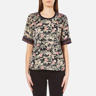 Maison Scotch Women's Silky Feel Top with Placement Prints Multi