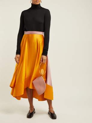 Roksanda Coleta High-rise Silk-satin Midi Skirt - Womens - Orange