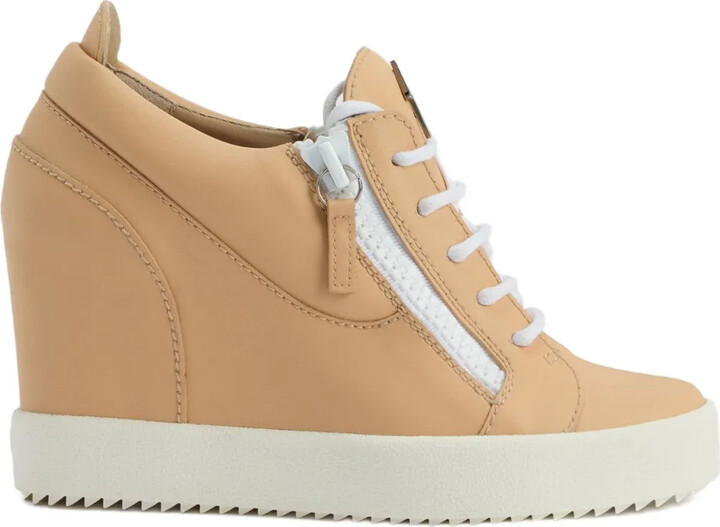 Giuseppe Zanotti 75mm Wedge Zip-Detail Low-Top Sneakers