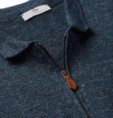 Thumbnail for your product : Inis Meáin Inis Meáin Melange Linen And Cotton-Blend Half-Zip Sweater