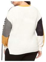 Thumbnail for your product : Dex Plus Long-Sleeve Colourblock Cable-Knit Sweater