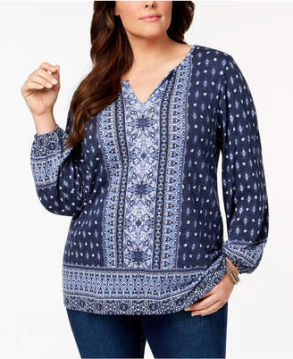 Style&Co. Style & Co Plus Size Printed Peasant Tunic, Created for Macy's