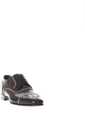 Dolce & Gabbana Studded Black Leather Lace-up Shoes