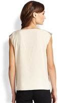 Thumbnail for your product : Alice + Olivia Baka Stretch Silk Bejeweled-Shoulder Top