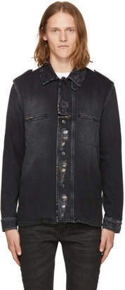 Saint Laurent Black Distressed Denim Shirt Jacket