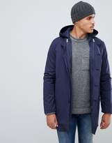 Thumbnail for your product : Bellfield longline overcoat with hood in navy