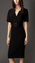 Thumbnail for your product : Burberry Notch Lapel Satin-Back Crepe Dress