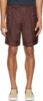 Thumbnail for your product : Valentino Burgundy Belted Silk Shorts